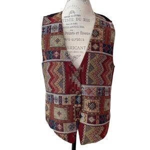 Vintage 1990s Denim Republic Southwestern Tapestry Vest Women's Size Large